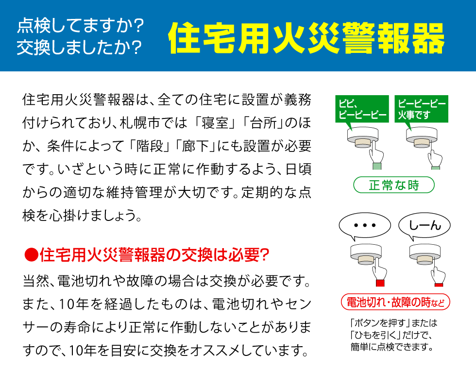 点検してますか?交換しましたか?住宅用火災警報器